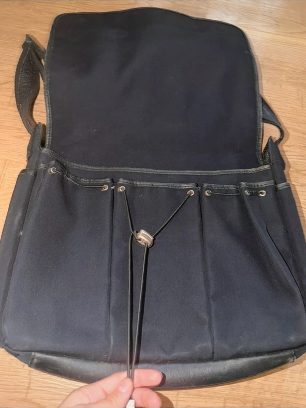 Black Messenger Bag - Classic Canvas and Leather